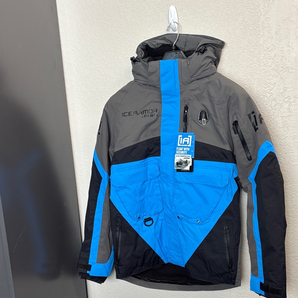 Men's Clam Icearmor Ascent Float Parka (Charcoal/Blue/Black) - Size S